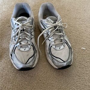 Asics Silver and White Athletic Sneakers